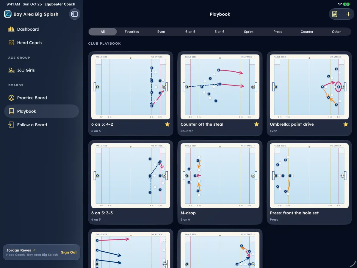 The Playbook in Eggbeater Coach.