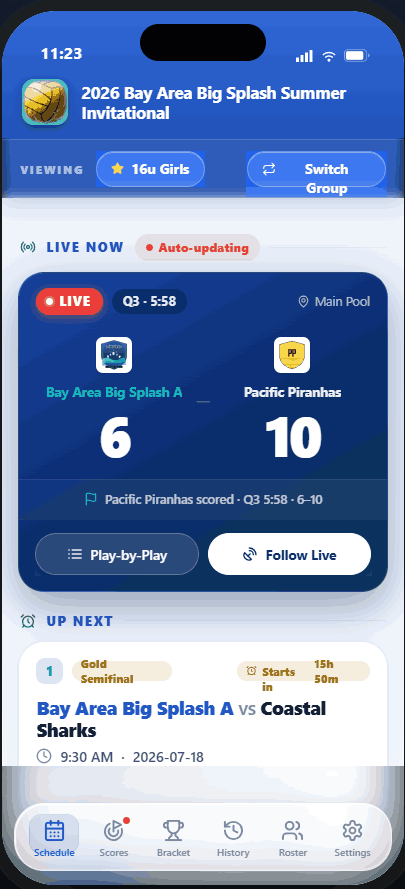 Eggbeater spectator app live scoring
